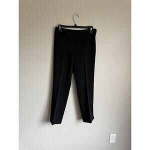 St. John Black Cropped Ponte Pull On Stretch Pleated Side Zip Pant Womens 2